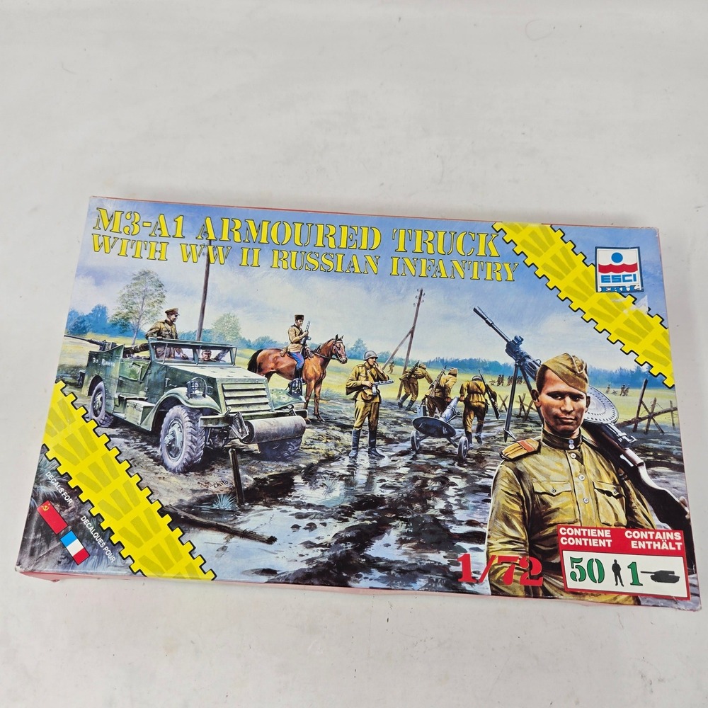 ESCI ERTL M3-A1 Armoured Truck WWII Russian Infantry 1/72 Model Kit 8613